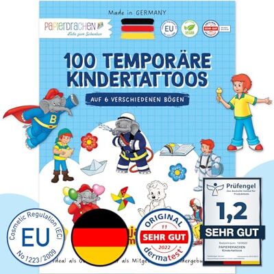 Papierdrachen 100 tatouages à coller tatouages pour enfants sans danger pour la peau Benjamin Blümchen motifs adaptés aux enfants comme cadeau d'anniversaire ou idée de cadeau végétalien. Papierdrachen 100 tatouages à coller tatouages pour enfants sans danger pour la peau Benjamin Blümchen motifs adaptés aux enfants comme cadeau d'anniversaire ou idée de cadeau végétalien.