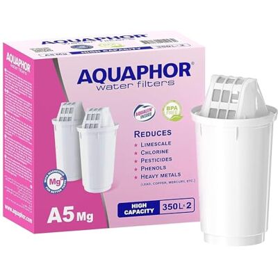 AQUAPHOR Lot de 2 cartouches filtrantes A5 avec magnésium I Filtre le calcaire et le chlore ainsi que les métaux lourds et autres substances I 350 l d'eau claire I Avec technologie Aqua I Meilleure AQUAPHOR Lot de 2 cartouches filtrantes A5 avec magnésium I Filtre le calcaire et le chlore ainsi que les métaux lourds et autres substances I 350 l d'eau claire I Avec technologie Aqua I Meilleure