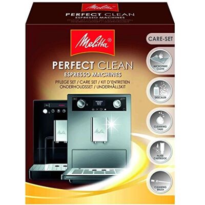Melitta Kit d'Entretien, Pour Machines à Café Automatiques, 1 Détartrant, 4 Pastilles de Nettoyages, 1 Cartouche Filtrante, 1 Tissu Microfibre, 1 Brosse Melitta Kit d'Entretien, Pour Machines à Café Automatiques, 1 Détartrant, 4 Pastilles de Nettoyages, 1 Cartouche Filtrante, 1 Tissu Microfibre, 1 Brosse