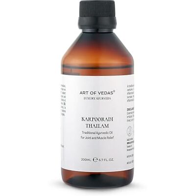 ART Karpooradi Thailam 200 ml Huile de massage ayurvédique classique Formule authentique au camphre à base d'huile de sésame ART Karpooradi Thailam 200 ml Huile de massage ayurvédique classique Formule authentique au camphre à base d'huile de sésame