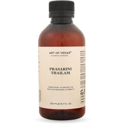 ART Prasarini Thailam 200 ml Huile de massage corporel ayurvédique traditionnelle Base de sésame pressé à froid Pour le rituel quotidien d'Abhyanga ART Prasarini Thailam 200 ml Huile de massage corporel ayurvédique traditionnelle Base de sésame pressé à froid Pour le rituel quotidien d'Abhyanga