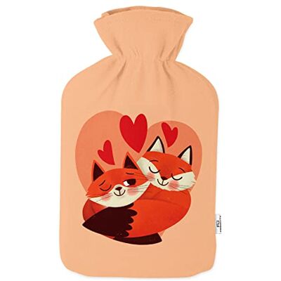 Ferocity Bouillotte avec housse pull 2 l Avec beau imprimé polaire En caoutchouc Avec couvercle Renards Love Blanc 092 Ferocity Bouillotte avec housse pull 2 l Avec beau imprimé polaire En caoutchouc Avec couvercle Renards Love Blanc 092
