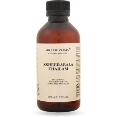 ART Ksheerabala Thailam 200 ml Huile de massage ayurvédique classique Base d'huile de sésame pressée à froid Pour le rituel quotidien d'Abhyanga ART Ksheerabala Thailam 200 ml Huile de massage ayurvédique classique Base d'huile de sésame pressée à froid Pour le rituel quotidien d'Abhyanga