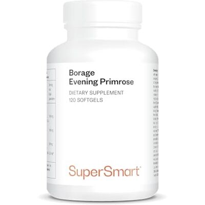 Supersmart Huile de Bourrache et d’Onagre + Vit E Peau Éclatante Hydratation en Profondeur Huiles pressées à froid Confort prémenstruel 300 mg de GLA 120 gélules faciles à avaler Vegan Supersmart Huile de Bourrache et d’Onagre + Vit E Peau Éclatante Hydratation en Profondeur Huiles pressées à froid Confort prémenstruel 300 mg de GLA 120 gélules faciles à avaler Vegan