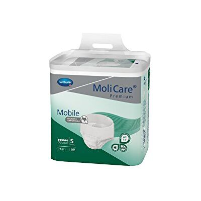 Molicare Lot de 4 packs de 14 culottes mobiles jetables Premium : utilisation discrète en cas d'incontinence pour femmes et hommes, 5 gouttes, taille S (tour de hanche 60-90 cm) Molicare Lot de 4 packs de 14 culottes mobiles jetables Premium : utilisation discrète en cas d'incontinence pour femmes et hommes, 5 gouttes, taille S (tour de hanche 60-90 cm)