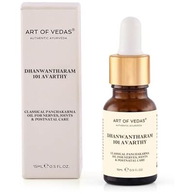 Dhanwantharam 101 Avarthy Authentique, 15ml Huile de Massage Ayurvédique Premium Traditionnelle Formule Classique Shata Avarthi Dhanwantharam 101 Avarthy Authentique, 15ml Huile de Massage Ayurvédique Premium Traditionnelle Formule Classique Shata Avarthi