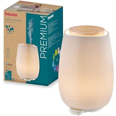 Beurer LA 45 Diffuseur d'arôme pour huiles essentielles, nébuliseur à ultrasons pour aromathérapie, lumière LED en 9 couleurs, boîtier en céramique & couvercle en bois, minuterie & arrêt automatique Beurer LA 45 Diffuseur d'arôme pour huiles essentielles, nébuliseur à ultrasons pour aromathérapie, lumière LED en 9 couleurs, boîtier en céramique & couvercle en bois, minuterie & arrêt automatique