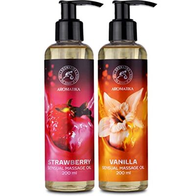 Trust Huiles de Massage Vanille & Fraise 2x200ml Mélange d'Huiles Essentielles Amande & Pépins de Raisin Huile Corporelle Huile Massage Relaxante Trust Huiles de Massage Vanille & Fraise 2x200ml Mélange d'Huiles Essentielles Amande & Pépins de Raisin Huile Corporelle Huile Massage Relaxante