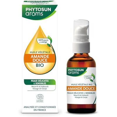 PHYTOSUN AROMS – Huile Végétale Amande Douce BIO – 100% pure et vierge – 50 ml PHYTOSUN AROMS – Huile Végétale Amande Douce BIO – 100% pure et vierge – 50 ml
