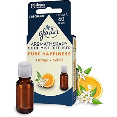 Glade AROMATHÉRAPIE RECHARGE ELECTRIQUE COOL MIST HUILES ESSENTIELLES PURE HAPPINESS ORANGE & NEROLI Glade AROMATHÉRAPIE RECHARGE ELECTRIQUE COOL MIST HUILES ESSENTIELLES PURE HAPPINESS ORANGE & NEROLI