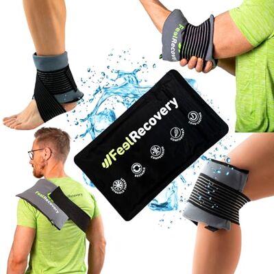 Feel Recovery Poche de Glace en Gel Chaud Froid Réutilisable (28x17 cm) Compresse Chaude Froide Soulager la Douleur au Dos, Genou, Cheville Sac Gel Glace avec Sangles Élastiques Feel Recovery Poche de Glace en Gel Chaud Froid Réutilisable (28x17 cm) Compresse Chaude Froide Soulager la Douleur au Dos, Genou, Cheville Sac Gel Glace avec Sangles Élastiques