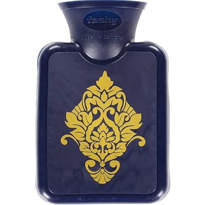Fashy Mini bouillotte en matériau thermoplastique 0,3 l avec poignée pliable, bleu marine avec impression Fashy Mini bouillotte en matériau thermoplastique 0,3 l avec poignée pliable, bleu marine avec impression