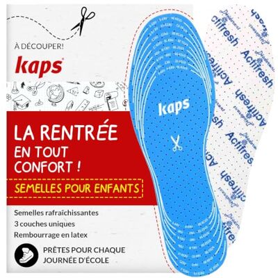 Kaps Actifresh Semelles Enfant, Mousse de Latex, à Découper EU 19-35 Semelle Intérieure pour École et Sport, Double Rembourrage, Dessus Coton, Perforée, Respirante, Hygiénique Kaps Actifresh Semelles Enfant, Mousse de Latex, à Découper EU 19-35 Semelle Intérieure pour École et Sport, Double Rembourrage, Dessus Coton, Perforée, Respirante, Hygiénique
