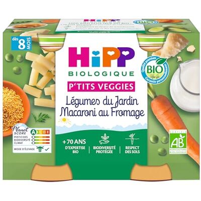 HiPP Lil' Veggies Garden Legumes Macaroni et Fromage à partir de 8 mois Bio 2 Pots HiPP Lil' Veggies Garden Legumes Macaroni et Fromage à partir de 8 mois Bio 2 Pots