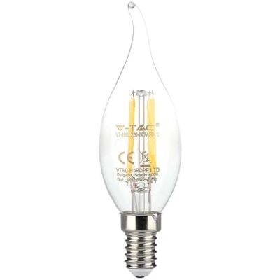 V-TAC VT-1997 Ampoule LED bougie lampe à incandescence 4W E14 lumière blanc chaud 3000K 214302 V-TAC VT-1997 Ampoule LED bougie lampe à incandescence 4W E14 lumière blanc chaud 3000K 214302