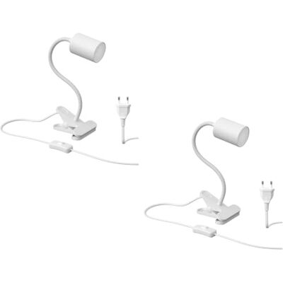 ledscom.de 2x lampe à pince WAIKA avec col de cygne et interrupteur blanc mat, ampoule LED GU10 incluse (blanc chaud, 4,914W, 450lm, 100°) ledscom.de 2x lampe à pince WAIKA avec col de cygne et interrupteur blanc mat, ampoule LED GU10 incluse (blanc chaud, 4,914W, 450lm, 100°)