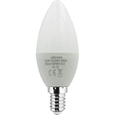 LAES Ampoule bougie LED mate E14, 3,5 W, blanc, 37 x 98 mm LAES Ampoule bougie LED mate E14, 3,5 W, blanc, 37 x 98 mm