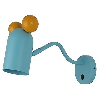 GTV Applique murale MOUSE avec interrupteur, 9485, max. 250 V, 50/60 Hz, 1 ampoule E27, max. 25 W, IP20, diamètre : 8 cm, bleue, pour enfants GTV Applique murale MOUSE avec interrupteur, 9485, max. 250 V, 50/60 Hz, 1 ampoule E27, max. 25 W, IP20, diamètre : 8 cm, bleue, pour enfants