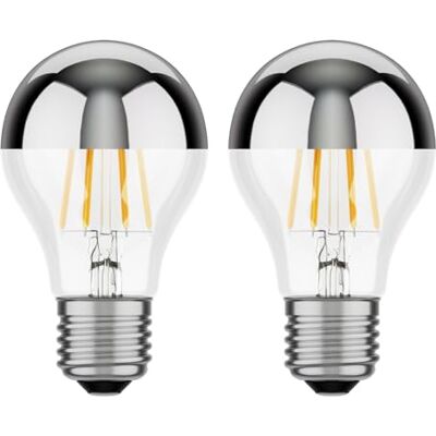 ledscom.de 2x E27 Ampoule LED, A60, blanc chaud (2700 K), 6 W, 667lm, miroir de tête (argent) ledscom.de 2x E27 Ampoule LED, A60, blanc chaud (2700 K), 6 W, 667lm, miroir de tête (argent)