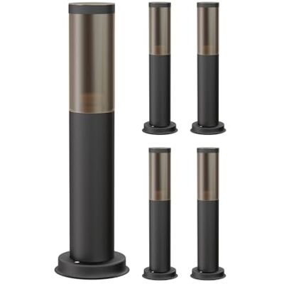 ledscom.de 5 lampes d'allée/bornes lumineuses/lampes de jardin PORU pour l'extérieur, aspect fumé, IP44, 39 cm, noir, 1 ampoule E27 max. 40 W ledscom.de 5 lampes d'allée/bornes lumineuses/lampes de jardin PORU pour l'extérieur, aspect fumé, IP44, 39 cm, noir, 1 ampoule E27 max. 40 W