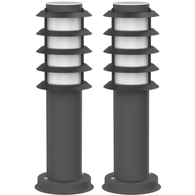 ledscom.de 2 lampes d'allée/bornes lumineuses PORU pour l'extérieur, IP44, grille, 39 cm, anthracite, 1 ampoule E27 max. 40 W ledscom.de 2 lampes d'allée/bornes lumineuses PORU pour l'extérieur, IP44, grille, 39 cm, anthracite, 1 ampoule E27 max. 40 W