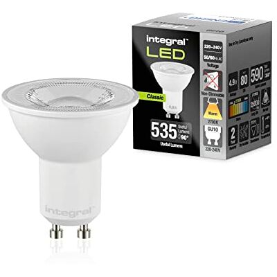 Integral Ampoule LED GU10 10 PACK Chaud 2700K, 590LM, 4,9W (équivalent à 75W) non dimmable Efficace en énergie et idéale pour les spots et projecteurs dans les salles de bains, cuisines, salons Integral Ampoule LED GU10 10 PACK Chaud 2700K, 590LM, 4,9W (équivalent à 75W) non dimmable Efficace en énergie et idéale pour les spots et projecteurs dans les salles de bains, cuisines, salons