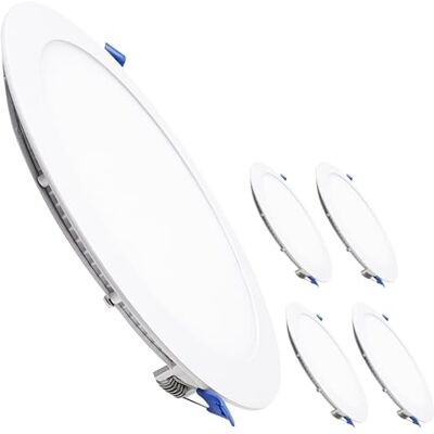 LED ATOMANT Lot de 5 spots LED encastrables ronds et plats 220 mm 20 W, CCT (commutateur de couleur blanc chaud, blanc neutre ou blanc froid), diamètre 200 mm, 1800 lumens, pilote inclus LED ATOMANT Lot de 5 spots LED encastrables ronds et plats 220 mm 20 W, CCT (commutateur de couleur blanc chaud, blanc neutre ou blanc froid), diamètre 200 mm, 1800 lumens, pilote inclus