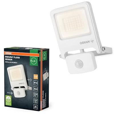 OSRAM Projecteur LED ENDURA FLOOD PC 30 W avec capteur, blanc chaud 3 000 K, 3 000 lumens, IP44, capteur IR, réglage lux 2-1 000 OSRAM Projecteur LED ENDURA FLOOD PC 30 W avec capteur, blanc chaud 3 000 K, 3 000 lumens, IP44, capteur IR, réglage lux 2-1 000