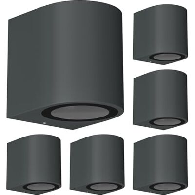 ledscom.de Lot de 6 appliques murales ALSE Downlight pour l'extérieur, anthracite, aluminium, rondes, avec ampoule LED GU10 incluse (blanc chaud, 2,4 W, 227 lm, 110°) ledscom.de Lot de 6 appliques murales ALSE Downlight pour l'extérieur, anthracite, aluminium, rondes, avec ampoule LED GU10 incluse (blanc chaud, 2,4 W, 227 lm, 110°)