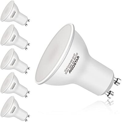 Aigostar Ampoules LED GU10 Blanc Froid 6500K, 6W Équivalent de lampe halogène de 68W, 480lumens, 100°-120° Larges Faisceaux, Ampoules LED Spot Lot de 5 Aigostar Ampoules LED GU10 Blanc Froid 6500K, 6W Équivalent de lampe halogène de 68W, 480lumens, 100°-120° Larges Faisceaux, Ampoules LED Spot Lot de 5