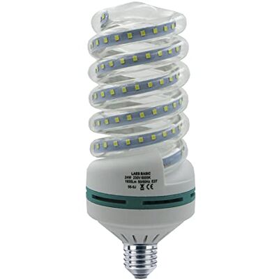 LAES Ampoule Spirale LED E27, 24 W, blanc, 85 x 200 mm LAES Ampoule Spirale LED E27, 24 W, blanc, 85 x 200 mm