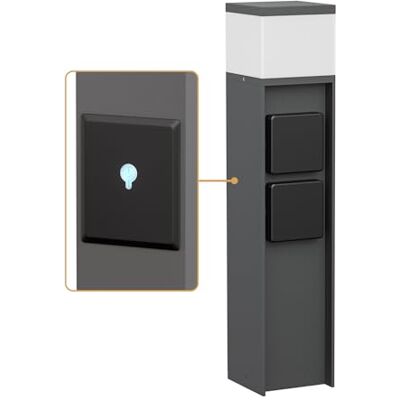 ledscom.de Borne d'éclairage PODEL pour l'extérieur, Smart Home, 39cm, anthracite, 2 prises de courant, ampoule G9 incluse, 501lm, blanc chaud ledscom.de Borne d'éclairage PODEL pour l'extérieur, Smart Home, 39cm, anthracite, 2 prises de courant, ampoule G9 incluse, 501lm, blanc chaud