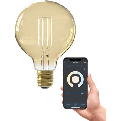CALEX Ampoule Filament Dorée Globe G95 E27 CCT WiFi, 7W 806lm, Alexa/Google/Siri, Blancs 1800-3000K, dimmable, scénarios, sans pont, WiFi 2.4GHz CALEX Ampoule Filament Dorée Globe G95 E27 CCT WiFi, 7W 806lm, Alexa/Google/Siri, Blancs 1800-3000K, dimmable, scénarios, sans pont, WiFi 2.4GHz