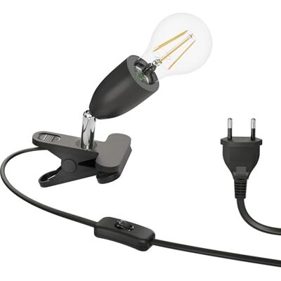 ledscom.de Lampe à pince E27 LIK, noire, ampoule LED filament 1600lm blanc chaud incluse ledscom.de Lampe à pince E27 LIK, noire, ampoule LED filament 1600lm blanc chaud incluse