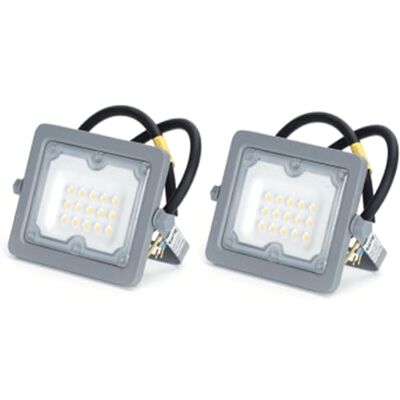 Glowster Lot de 2 projecteurs LED slim avec câble de 50 cm 10 W Glowster Lot de 2 projecteurs LED slim avec câble de 50 cm 10 W