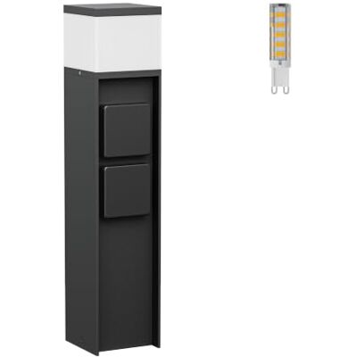 ledscom.de Borne d'éclairage PODEL pour l'extérieur, 39cm, noir, 2 prises de courant, ampoule G9 incluse, 501lm, blanc chaud ledscom.de Borne d'éclairage PODEL pour l'extérieur, 39cm, noir, 2 prises de courant, ampoule G9 incluse, 501lm, blanc chaud