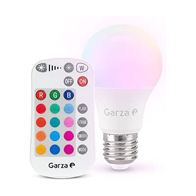 Garza Ampoule LED standard E27 RGB avec télécommande, 8,5 W (équivalent à 60 W à incandescence), intensité réglable, 16 couleurs disponibles + lumière neutre 4000 K, 810 lm, angle 240° Garza Ampoule LED standard E27 RGB avec télécommande, 8,5 W (équivalent à 60 W à incandescence), intensité réglable, 16 couleurs disponibles + lumière neutre 4000 K, 810 lm, angle 240°