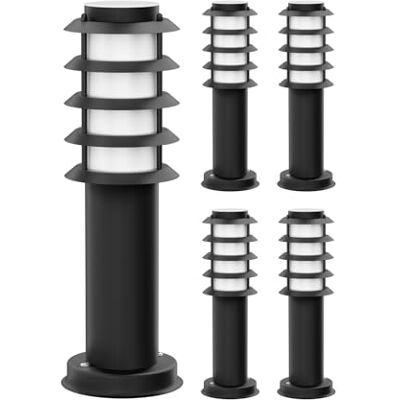 ledscom.de 5 lampes d'allée/bornes lumineuses PORU pour l'extérieur, IP44, grille, 39 cm, noir, 1 ampoule E27 max. 40 W ledscom.de 5 lampes d'allée/bornes lumineuses PORU pour l'extérieur, IP44, grille, 39 cm, noir, 1 ampoule E27 max. 40 W