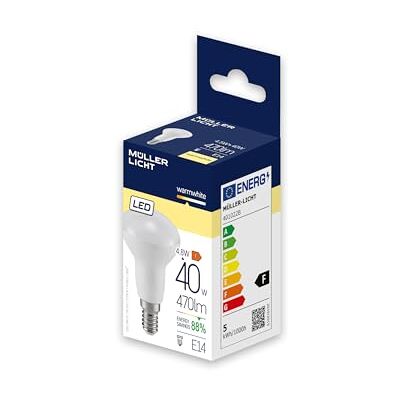 MÜLLER LICHT Müller-Licht Lot de 10 réflecteurs LED R50 Essentials – Lot de 10 ampoules E14 – Lumière blanche chaude (2700 K) – 4,8 W équivalent à 40 W – Puissance lumineuse de 470 lumens – Durée de vie de 20 000 heures – Blanc MÜLLER LICHT Müller-Licht Lot de 10 réflecteurs LED R50 Essentials – Lot de 10 ampoules E14 – Lumière blanche chaude (2700 K) – 4,8 W équivalent à 40 W – Puissance lumineuse de 470 lumens – Durée de vie de 20 000 heures – Blanc