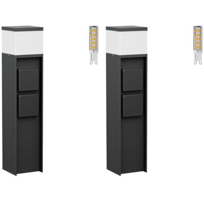 ledscom.de 2 bornes lumineuses PODEL pour l'extérieur, 39 cm, noires, 2 prises, ampoule G9 incluse, 596 lm, blanc ledscom.de 2 bornes lumineuses PODEL pour l'extérieur, 39 cm, noires, 2 prises, ampoule G9 incluse, 596 lm, blanc