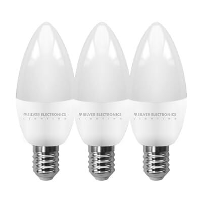 SILVER ELECTRONICS Lot de 3 ampoules LED ECO bougie 5 W Culot E14 Température de couleur 3000 K (lumière chaude) 436 lumens. Efficacité énergétique : A+ SILVER ELECTRONICS Lot de 3 ampoules LED ECO bougie 5 W Culot E14 Température de couleur 3000 K (lumière chaude) 436 lumens. Efficacité énergétique : A+