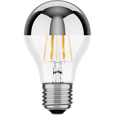 ledscom.de Ampoule LED E27, A60, blanc chaud (2700 K), 6 W, 667lm, miroir de tête (argent) ledscom.de Ampoule LED E27, A60, blanc chaud (2700 K), 6 W, 667lm, miroir de tête (argent)