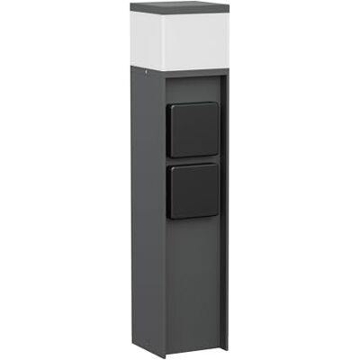 ledscom.de Borne d'éclairage PODEL pour l'extérieur, 39cm, anthracite, 2 prises de courant, ampoule G9 incluse, 501lm, blanc chaud ledscom.de Borne d'éclairage PODEL pour l'extérieur, 39cm, anthracite, 2 prises de courant, ampoule G9 incluse, 501lm, blanc chaud