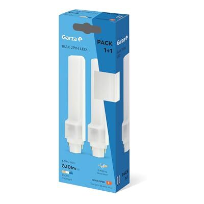 Garza Lot de 1 tubes LED BIAX 2 broches, 820 lm, 8,5 W G24D, économie d'énergie 55%, lumière 6 500 K froide, optique 360° et installation facile Garza Lot de 1 tubes LED BIAX 2 broches, 820 lm, 8,5 W G24D, économie d'énergie 55%, lumière 6 500 K froide, optique 360° et installation facile