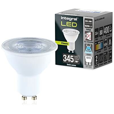 Integral Ampoule LED GU10 10 PACK lumière du jour froide 6500K, 400LM, 3,6W (équivalent à 50W) non dimmable -Efficace en énergie et idéale pour les spots et projecteurs dans les salles de bains Integral Ampoule LED GU10 10 PACK lumière du jour froide 6500K, 400LM, 3,6W (équivalent à 50W) non dimmable -Efficace en énergie et idéale pour les spots et projecteurs dans les salles de bains