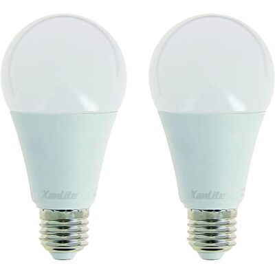Xanlite Lot De 2 Ampoules LED A67 Classique Culot E27- Ampoule LED E27 Angle Éclairage 200°- Ampoule E27 LED 14,2W Équivalant 100W- Eclairage LED 1521 Lm- LED Ampoule Lumière Blanc Chaud- PACK2EE1521G Xanlite Lot De 2 Ampoules LED A67 Classique Culot E27- Ampoule LED E27 Angle Éclairage 200°- Ampoule E27 LED 14,2W Équivalant 100W- Eclairage LED 1521 Lm- LED Ampoule Lumière Blanc Chaud- PACK2EE1521G