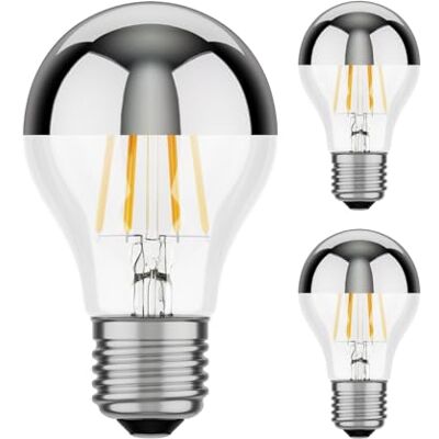 ledscom.de 3x E27 Ampoule LED, A60, blanc chaud (2700 K), 6 W, 667lm, miroir de tête (argent) ledscom.de 3x E27 Ampoule LED, A60, blanc chaud (2700 K), 6 W, 667lm, miroir de tête (argent)