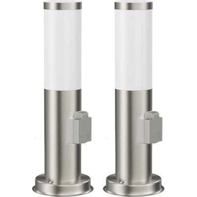 ledscom.de 2 lampes d'allée/bornes lumineuses PORU pour l'extérieur, IP44, 39 cm, acier inoxydable, 1 ampoule E27 max. 40 W, prise électrique ledscom.de 2 lampes d'allée/bornes lumineuses PORU pour l'extérieur, IP44, 39 cm, acier inoxydable, 1 ampoule E27 max. 40 W, prise électrique