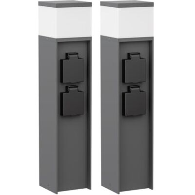 ledscom.de 2 bornes lumineuses PODEL pour l'extérieur, 39 cm, anthracite, 2 prises, ampoule G9 incluse, 596 lm, blanc ledscom.de 2 bornes lumineuses PODEL pour l'extérieur, 39 cm, anthracite, 2 prises, ampoule G9 incluse, 596 lm, blanc