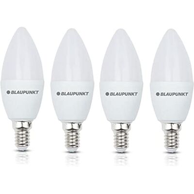 Blaupunkt Lot de 4 ampoules LED E14 – Bougie – Ampoule LED – Éclairage d'ambiance – 7 W – Remplace une ampoule à incandescence de 50 W – Blanc chaud 2700 K – 640 lumens – Économie d'énergie et de Blaupunkt Lot de 4 ampoules LED E14 – Bougie – Ampoule LED – Éclairage d'ambiance – 7 W – Remplace une ampoule à incandescence de 50 W – Blanc chaud 2700 K – 640 lumens – Économie d'énergie et de